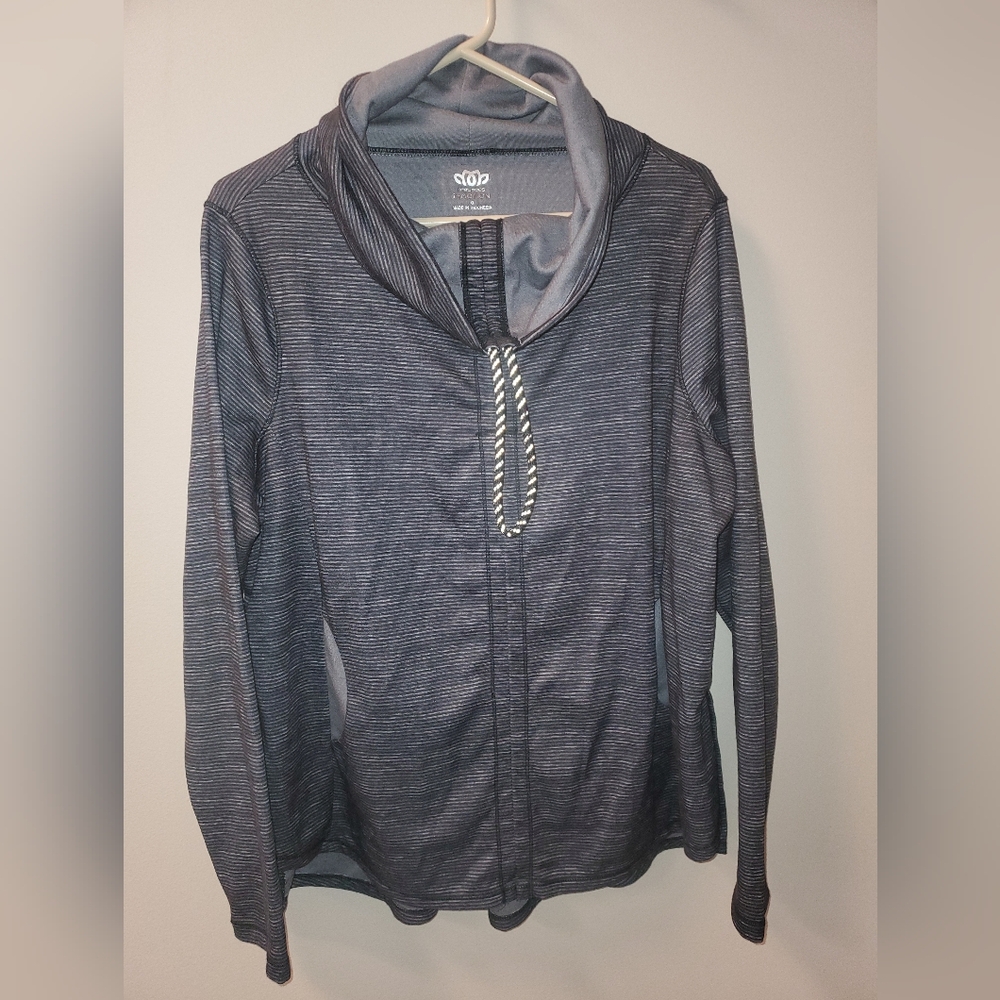 Maurices Gray Striped Pullover Gray Top with Adjustable Cowl Neck Plus Size 0